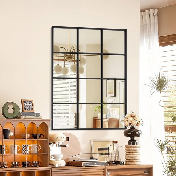 Bimno 30 x 40 Inch Farmhouse Window Pane Mirror - Picture 5 of 7